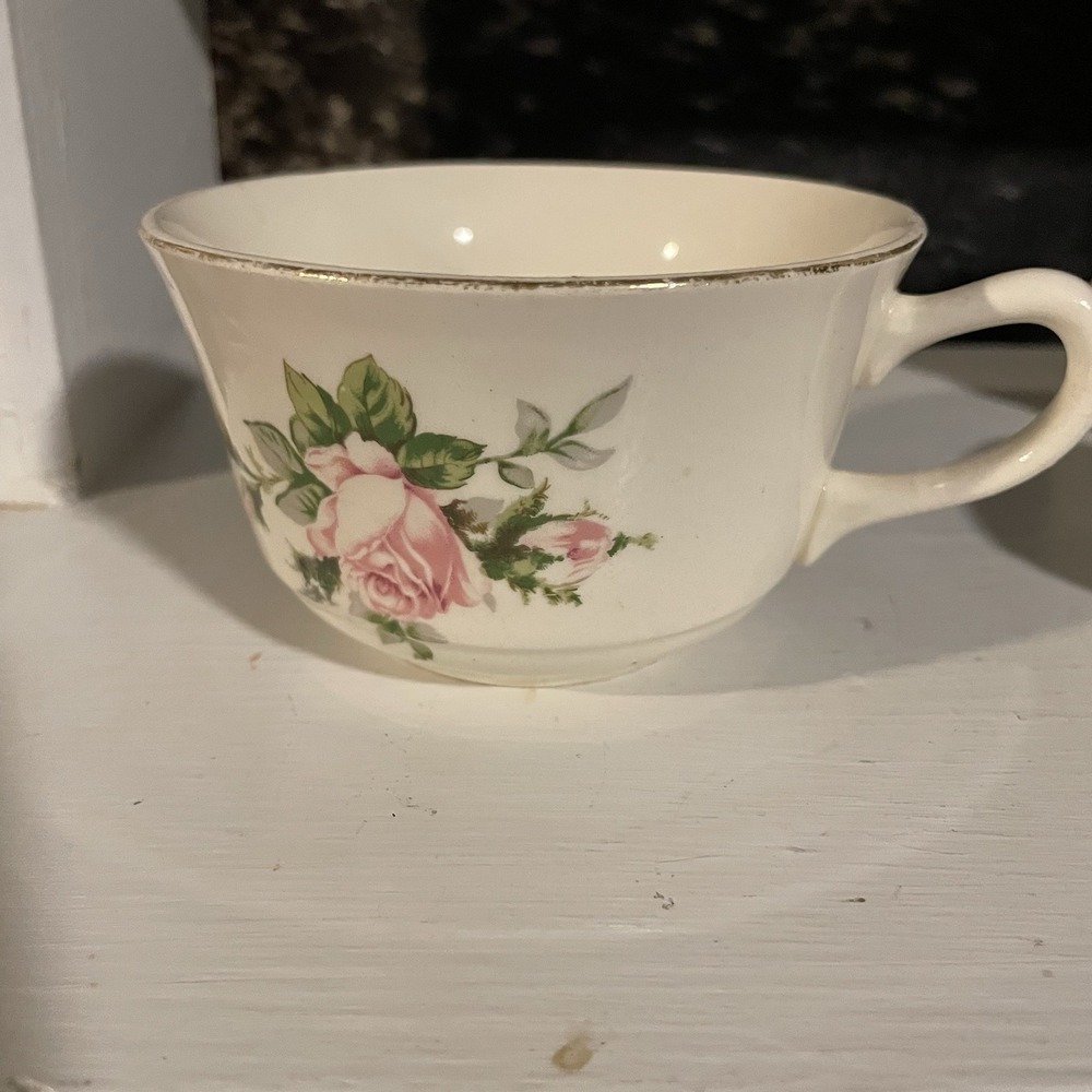 Canonsburg The Hallmark of Quality 22kt Gold Trimmed‎ Tea Cup w/ Pink Roses